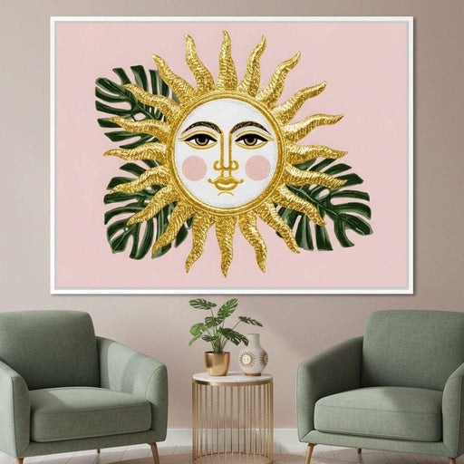 Golden Sunface Tropical Glow Canvas Print