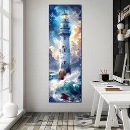 Lighthouse Beacon at Sea - NicheCanvas