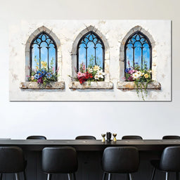 Floral Elegance Through Arches - NicheCanvas