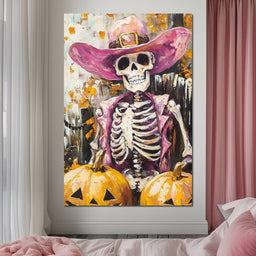 Wild West Pumpkin Skeleton Spirit - NicheCanvas