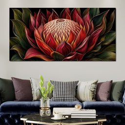 Crimson Protea Flame Crown - TooplesArt - NicheCanvas