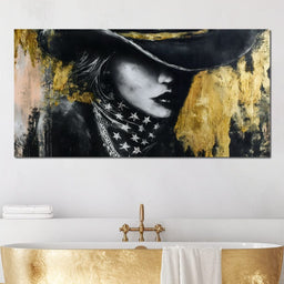 Golden Cowgirl Noir Star Silhouette - NicheCanvas