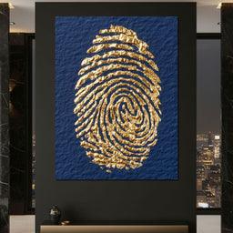 Golden Fingerprint On Navy Paper - NicheCanvas