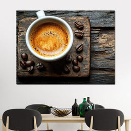 Espresso Essence on Rustic Wood - NicheCanvas