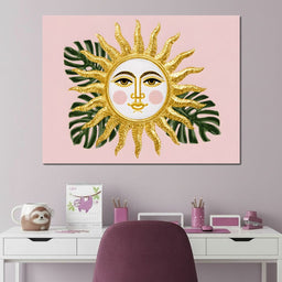 Golden Sunface Tropical Glow - NicheCanvas
