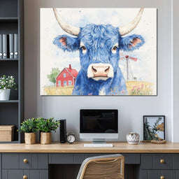 Blue Bovine Countryside Charm - NicheCanvas