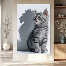 Brave Kitten Lion Shadow - NicheCanvas