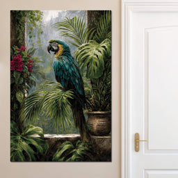 Rainforest Macaw Perch Scene - NicheCanvas