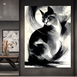 Inkbrush Noir Feline Reverie - NicheCanvas