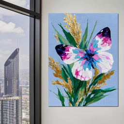 Pastel Butterfly Golden Foliage - NicheCanvas