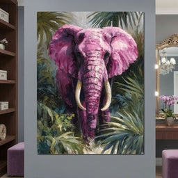 Magenta Elephant Jungle Glory - NicheCanvas