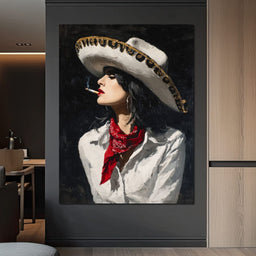 Sombrero Smoke Noir Portrait - NicheCanvas
