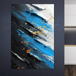 Sapphire Strokes Gold Specks 2 - NicheCanvas