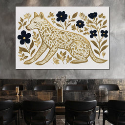 Golden Fox Botanical Night - NicheCanvas