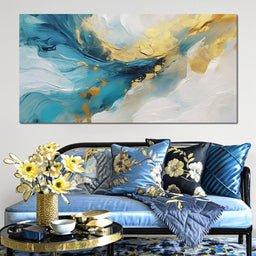 Oceanic Gold Swell Abstraction - NicheCanvas