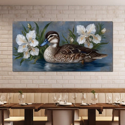 Duck Tranquility Among Petals - NicheCanvas