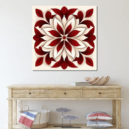 Crimson And Bone Medallion - TooplesArt - NicheCanvas