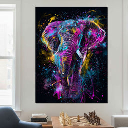 Vibrant Neon Elephant Energy - NicheCanvas
