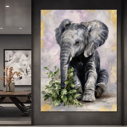 Gentle Elephant Calf Portrait - NicheCanvas