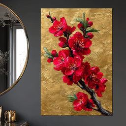 Golden Sakura Blossom Branch - NicheCanvas