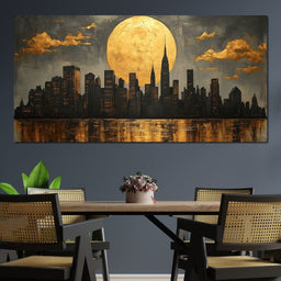 Golden Reflections Skyline - NicheCanvas
