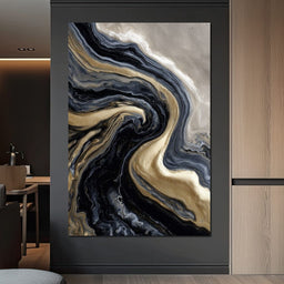 Liquid Gold Onyx Swirl Flow - NicheCanvas