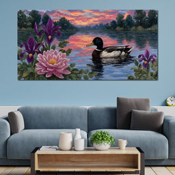 Duck Reflections on Water - NicheCanvas