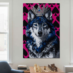 Majestic Crowned Wolf Royalty - NicheCanvas