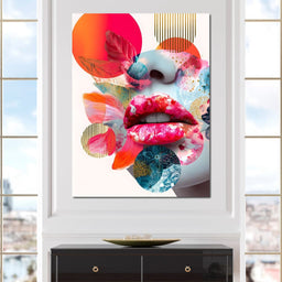 Vivid Collage Lip Pop Fusion - NicheCanvas