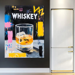 Neon Whiskey On The Rocks - NicheCanvas