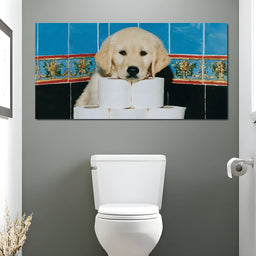 Golden Puppy Bathroom Roll Capers - NicheCanvas