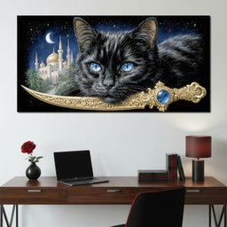 Moonlit Panther Of Golden Minarets - NicheCanvas
