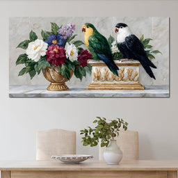 Parrot Companions Floral Grandeur - NicheCanvas