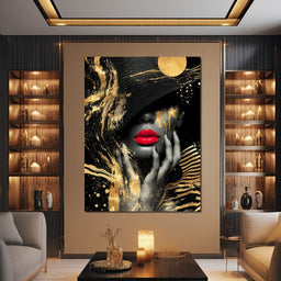 Modern Noir Gold Elegance Portrait - NicheCanvas