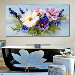 Oil Bouquet Pastel Meadow Flowers - NicheCanvas