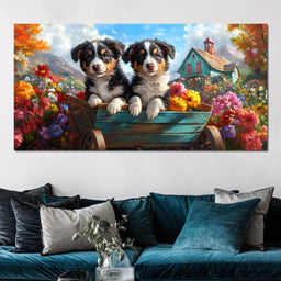 Puppy Paradise in Bloom - NicheCanvas