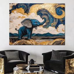 Elephant in Golden Clouds Majesty - NicheCanvas