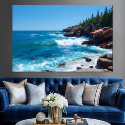 Rocky Coast Whitewave Horizon - NicheCanvas