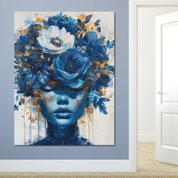 Sapphire Bloom Silhouette - NicheCanvas