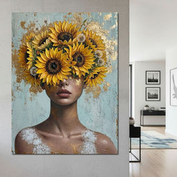 Sunflower Head Spring Portrait - NicheCanvas