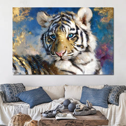 Golden Frost Tiger Portrait - NicheCanvas