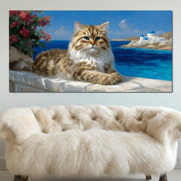 Mediterranean Feline Daydream - NicheCanvas