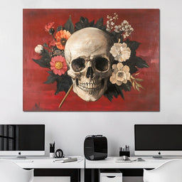 Skull and Floral Reverie - NicheCanvas