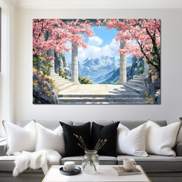 Mountain Blossom Panorama - NicheCanvas