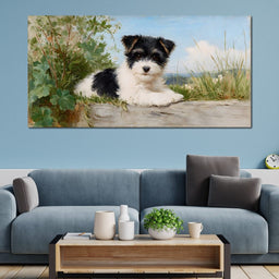 Terrier Tranquility in Bloom - NicheCanvas