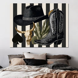 Cowboy Boot Hat Skull Cactus - NicheCanvas