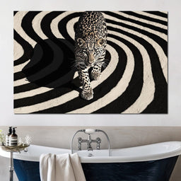 Leopard in Monochrome Swirls - NicheCanvas