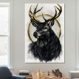 Stag of the Gilded Halo - NicheCanvas