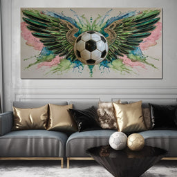 Winged Soccer Ball Watercolor - NicheCanvas