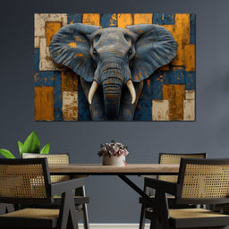 Elephant Majesty Patchwork Elegance - NicheCanvas